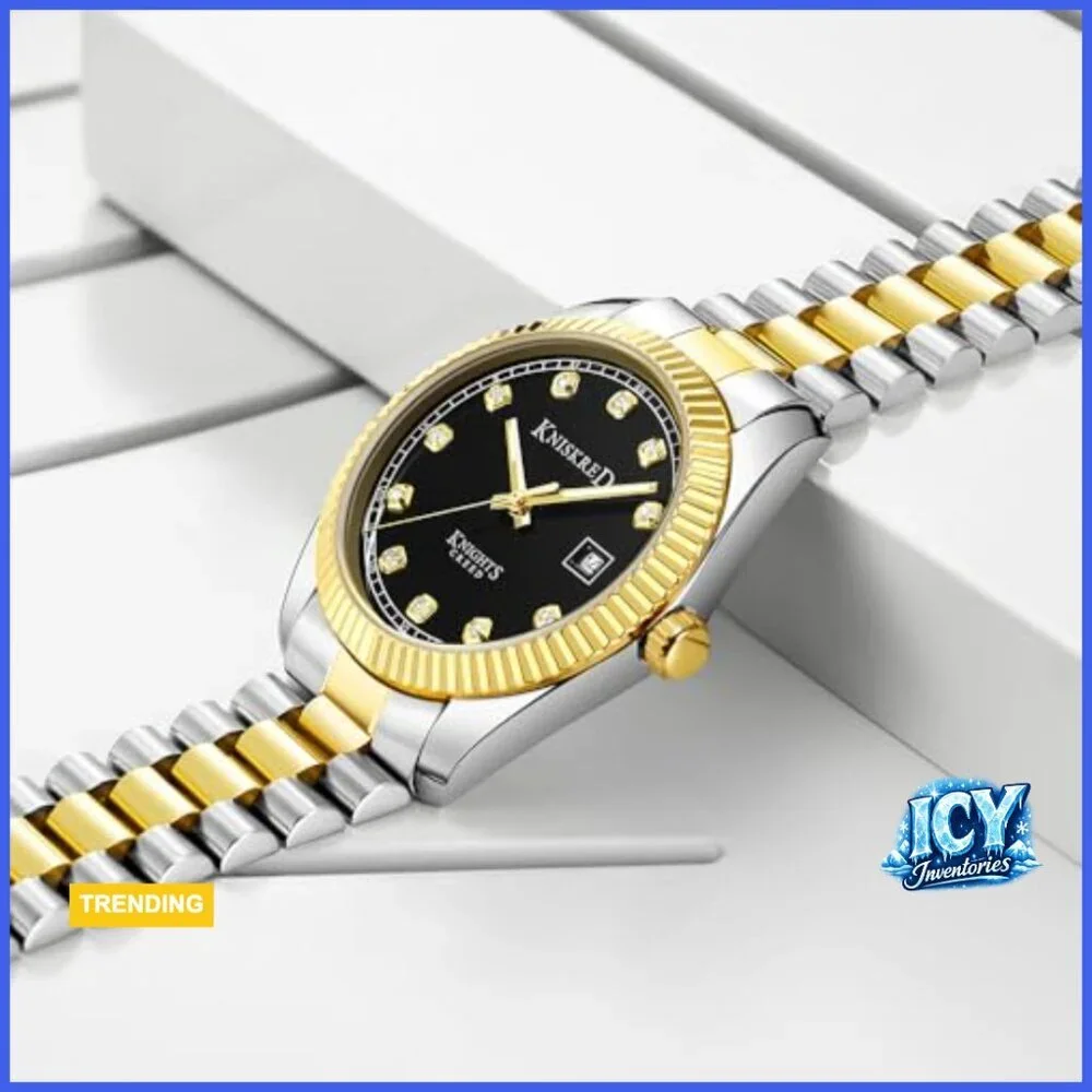 Men's Dress Watch with Solid Stainless Steel Band, Water Resistant